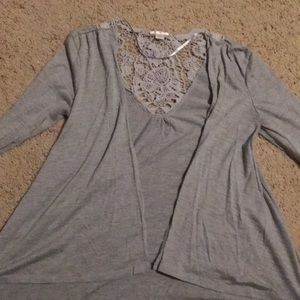Gray Lace-back Cardigan